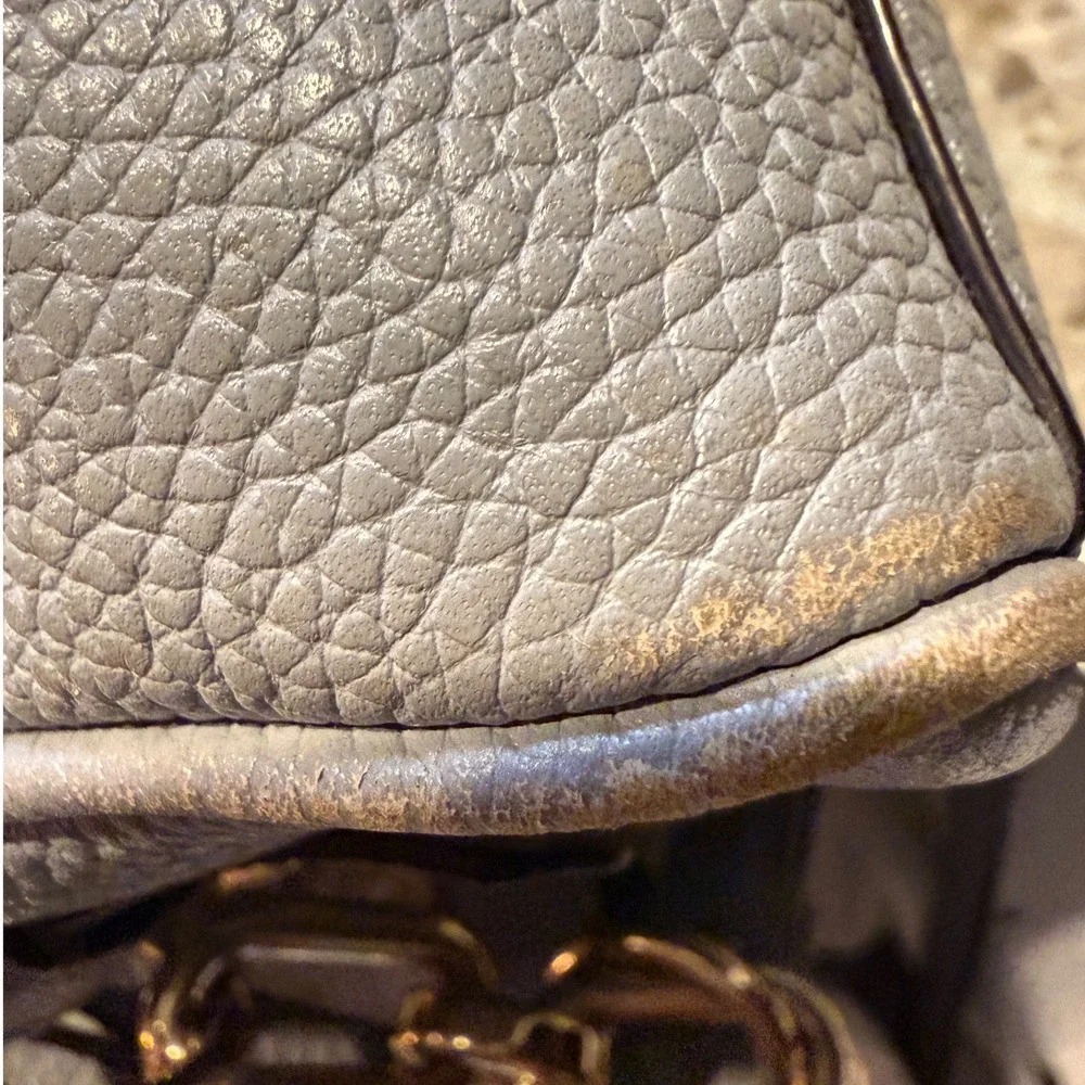 Kate Spade New York Grey Blue Pebbled Leather Dome Crossbody Bag Gold Hardware S